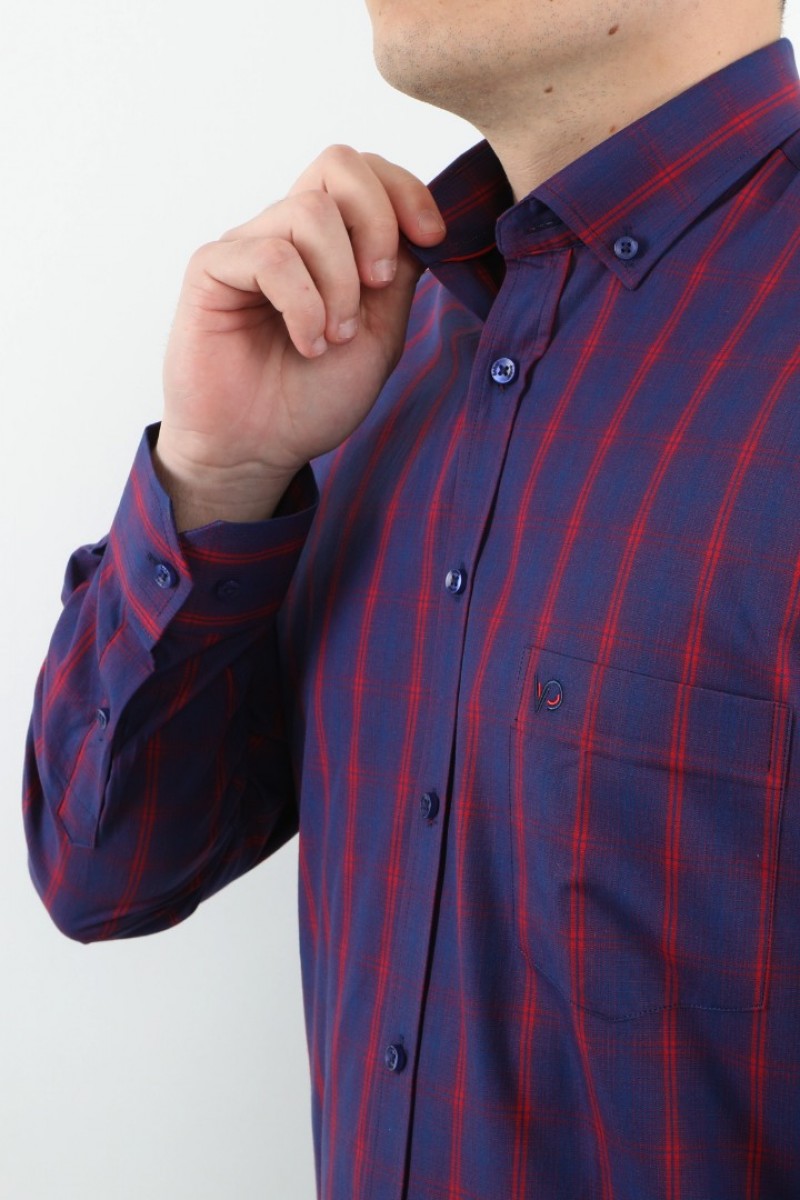 Önkal Gömlek Mor Rengi Erkek Kolay Ütülenebilir Pamuklu Mevsimlik Uzun Kollu Klasik Geniş Kesim Gömlek ONK043