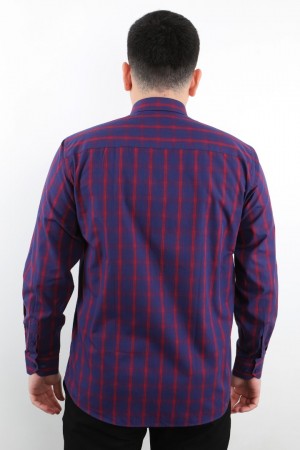 Önkal Gömlek Mor Rengi Erkek Kolay Ütülenebilir Pamuklu Mevsimlik Uzun Kollu Klasik Geniş Kesim Gömlek ONK043