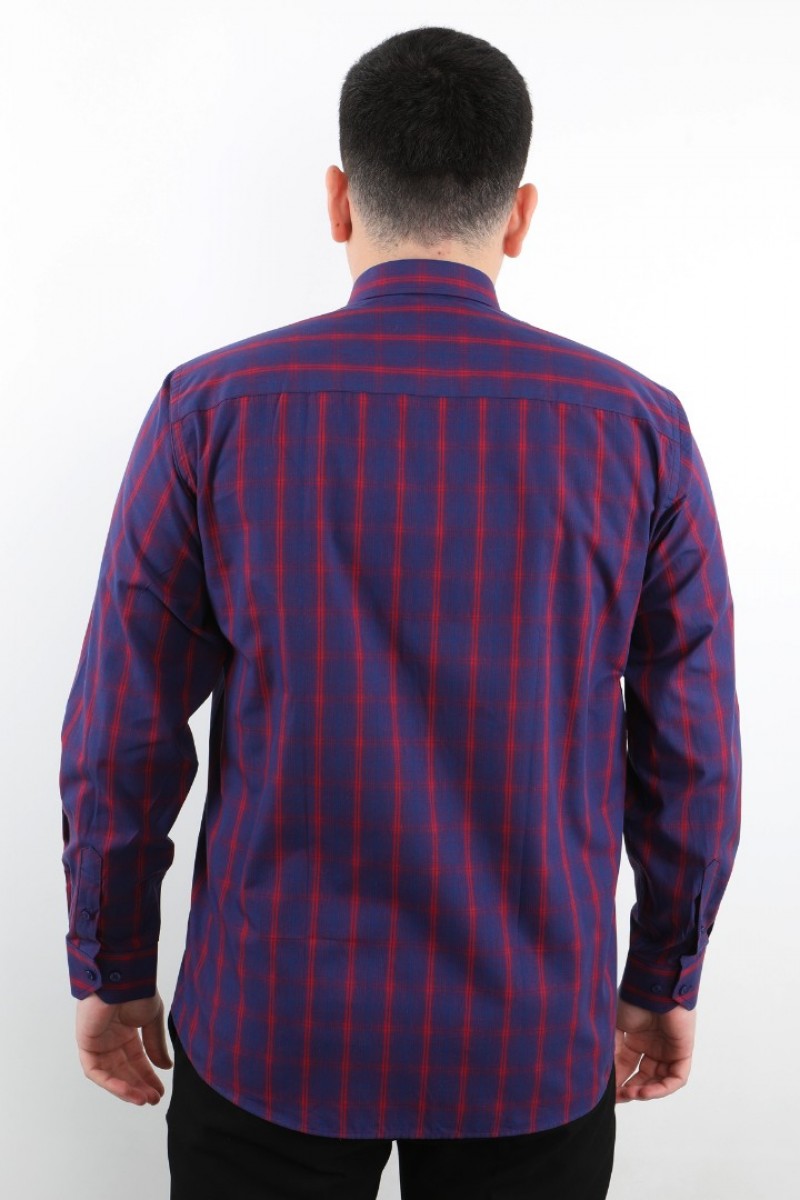 Önkal Gömlek Mor Rengi Erkek Kolay Ütülenebilir Pamuklu Mevsimlik Uzun Kollu Klasik Geniş Kesim Gömlek ONK043