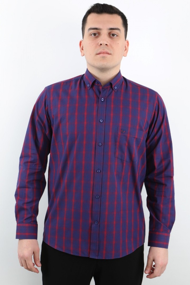 Önkal Gömlek Mor Rengi Erkek Kolay Ütülenebilir Pamuklu Mevsimlik Uzun Kollu Klasik Geniş Kesim Gömlek ONK043