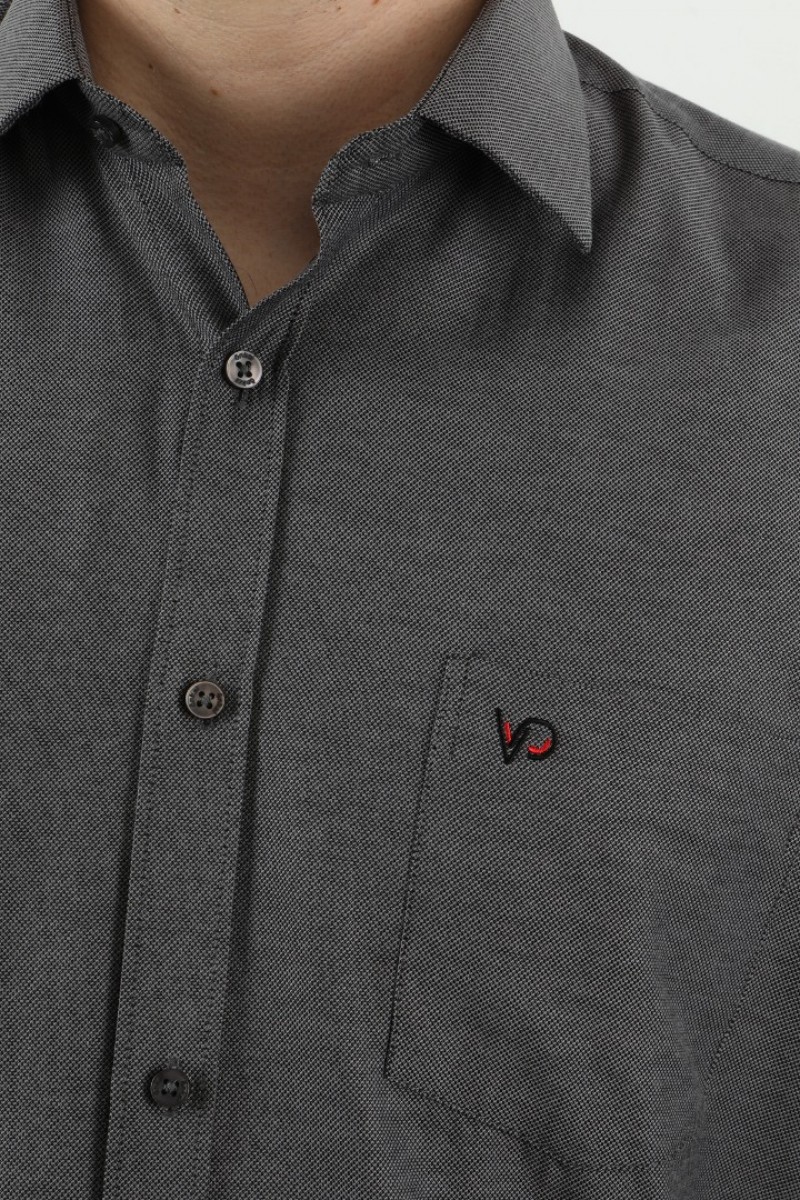 Önkal Gömlek Gri Rengi Erkek Kolay Ütülenebilir Pamuklu Mevsimlik Uzun Kollu Klasik Geniş Kesim Gömlek ONK045