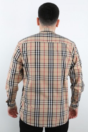 Önkal Gömlek Krem Rengi Geniş Kesim Erkek Uzun Kollu %100 Pamuklu Gömlek  ONK041KR