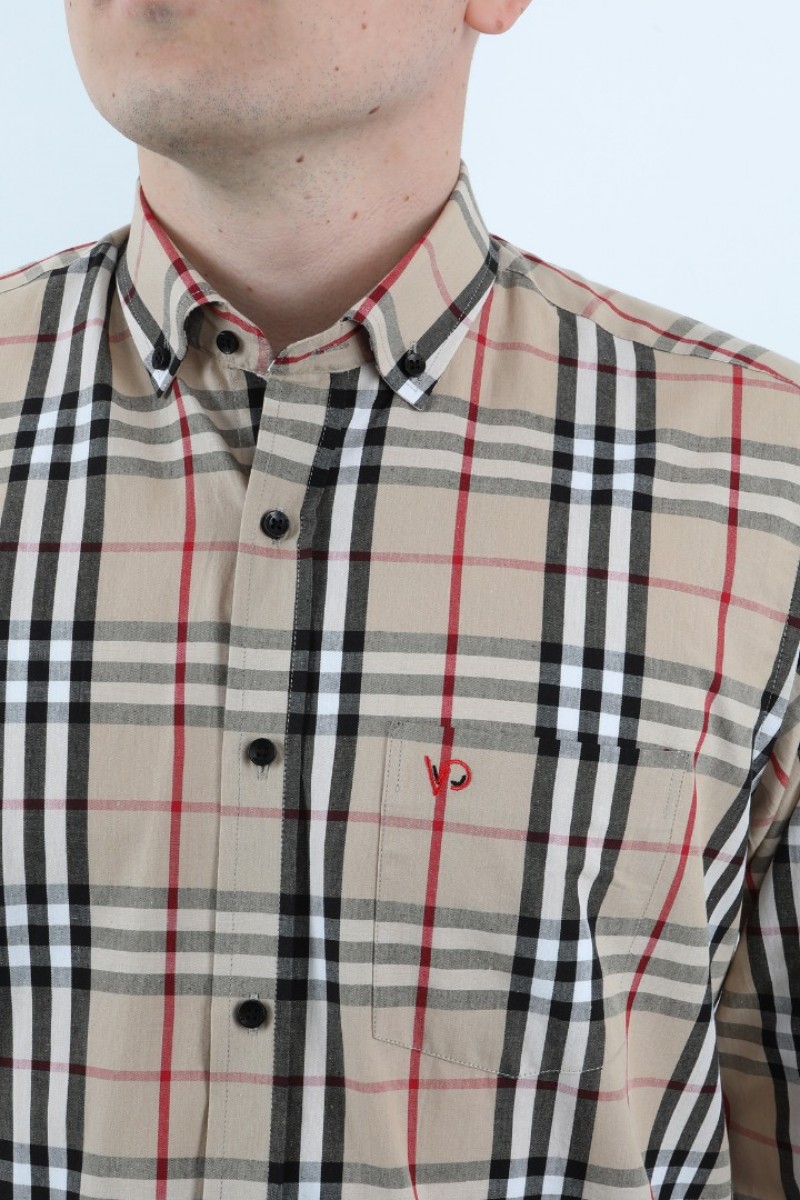 Önkal Gömlek Krem Rengi Geniş Kesim Erkek Uzun Kollu %100 Pamuklu Gömlek  ONK041KR