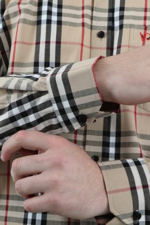 Önkal Gömlek Krem Rengi Geniş Kesim Erkek Uzun Kollu %100 Pamuklu Gömlek  ONK041KR