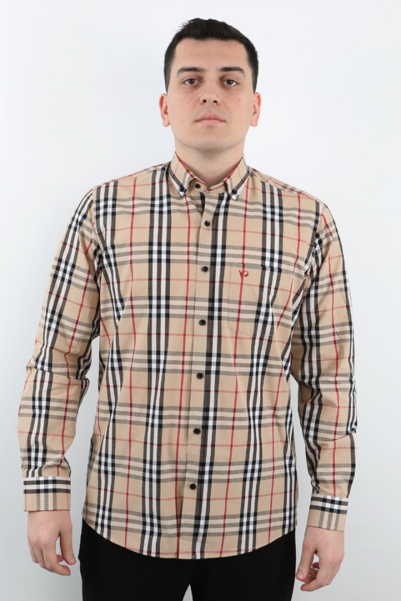 Önkal Gömlek Krem Rengi Geniş Kesim Erkek Uzun Kollu %100 Pamuklu Gömlek  ONK041KR