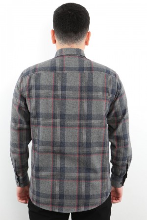 Önkal Gömlek Lacivert Rengi Erkek Kışlık Uzun Kollu Klasik Geniş Kesim Gömlek ONK020