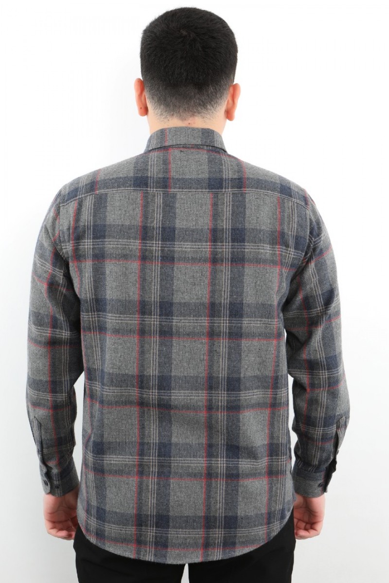 Önkal Gömlek Lacivert Rengi Erkek Kışlık Uzun Kollu Klasik Geniş Kesim Gömlek ONK020