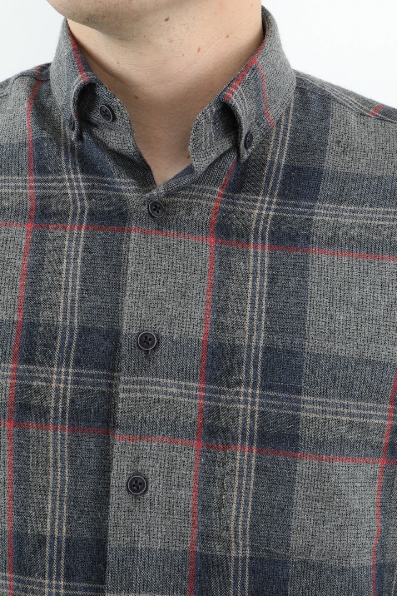 Önkal Gömlek Lacivert Rengi Erkek Kışlık Uzun Kollu Klasik Geniş Kesim Gömlek ONK020