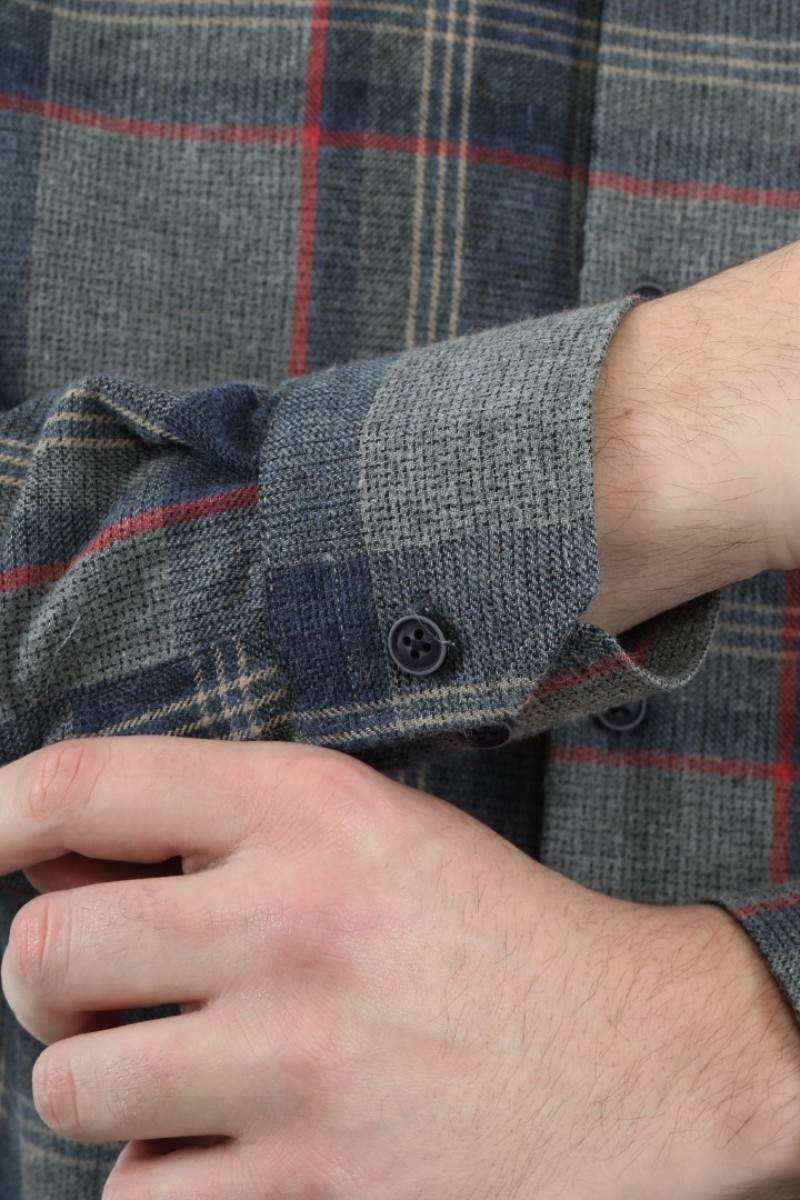 Önkal Gömlek Lacivert Rengi Erkek Kışlık Uzun Kollu Klasik Geniş Kesim Gömlek ONK020