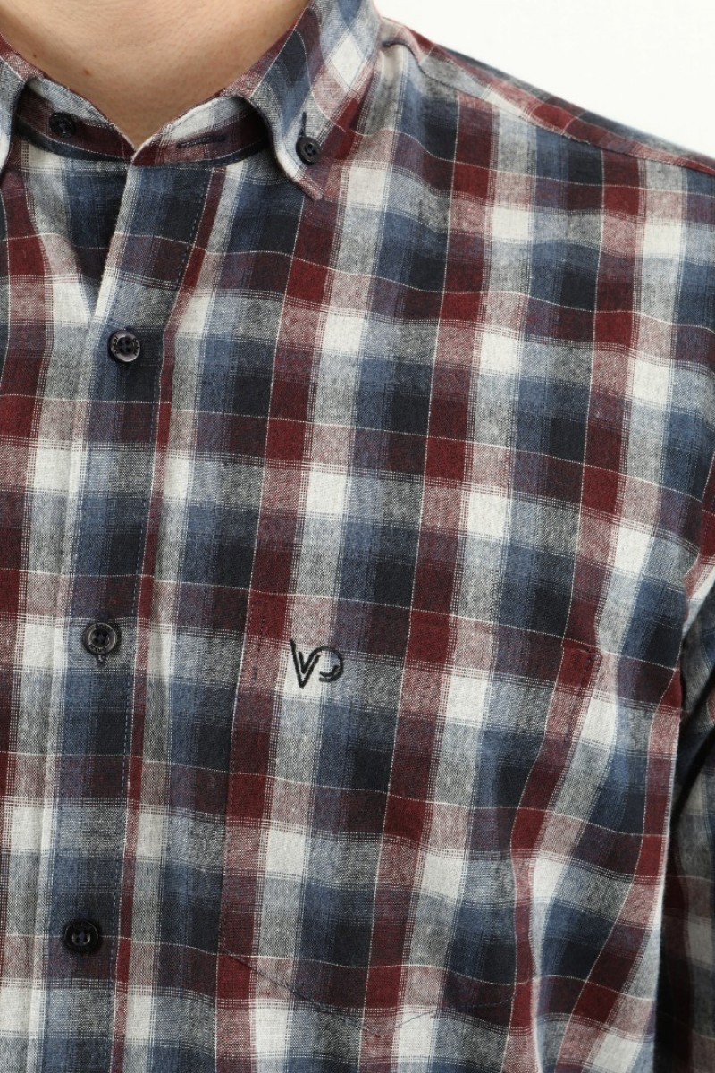 Önkal Gömlek Lacivert Rengi Erkek Kışlık Pamuklu Uzun Kollu Geniş Kesim Gömlek ONK012