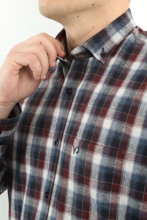 Önkal Gömlek Lacivert Rengi Erkek Kışlık Pamuklu Uzun Kollu Geniş Kesim Gömlek ONK012