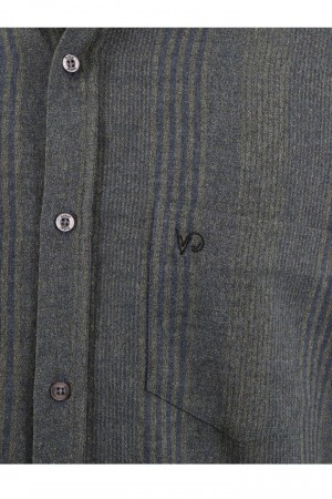 Önkal Gömlek Lacivert Rengi Erkek Kışlık Pamuklu Uzun Kollu Geniş Kesim Gömlek ONK003