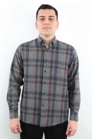 Önkal Gömlek Lacivert Rengi Erkek Kışlık Uzun Kollu Klasik Geniş Kesim Gömlek ONK020