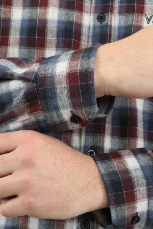 Önkal Gömlek Lacivert Rengi Erkek Kışlık Pamuklu Uzun Kollu Geniş Kesim Gömlek ONK012