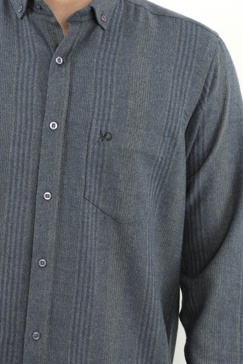 Önkal Gömlek Lacivert Rengi Erkek Kışlık Pamuklu Uzun Kollu Geniş Kesim Gömlek ONK003
