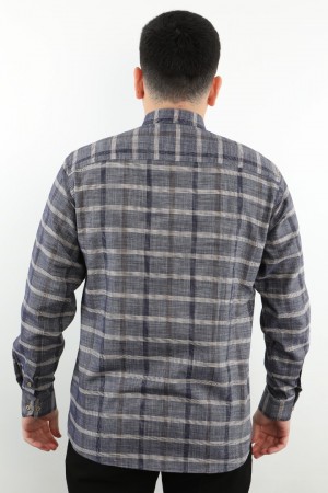 Önkal Gömlek Mavi Rengi Geniş Kesim Erkek Uzun Kollu %100 Pamuklu Gömlek  ONK039M