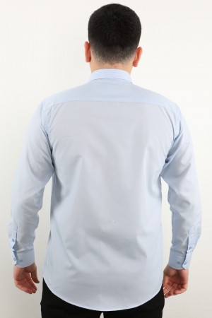 Önkal Gömlek Mavi Rengi Göktürkçe Türk Yazılı Amblemli Erkek Kolay Ütülenebilir Pamuklu Mevsimlik Uzun Kollu Klasik Geniş Kesim Gömlek ONK046