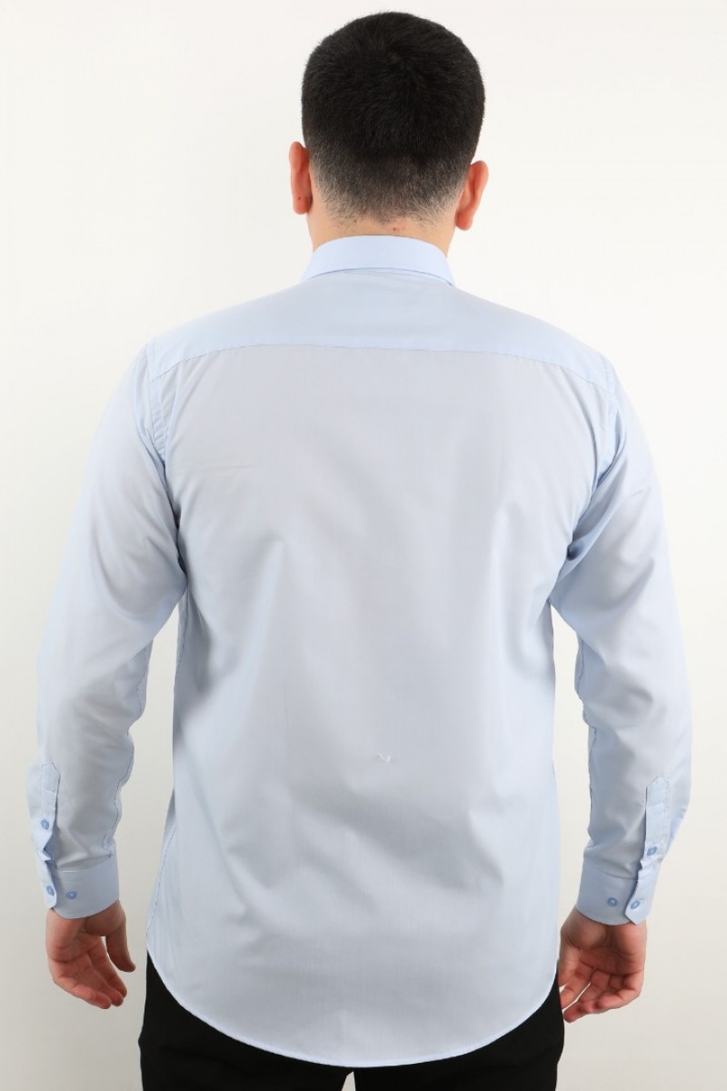 Önkal Gömlek Mavi Rengi Göktürkçe Türk Yazılı Amblemli Erkek Kolay Ütülenebilir Pamuklu Mevsimlik Uzun Kollu Klasik Geniş Kesim Gömlek ONK046