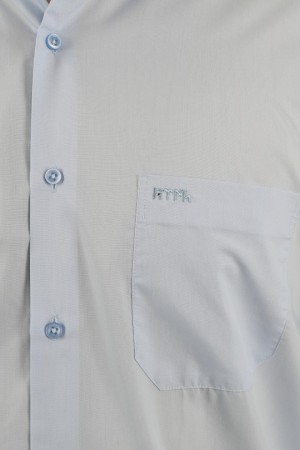 Önkal Gömlek Mavi Rengi Göktürkçe Türk Yazılı Amblemli Erkek Kolay Ütülenebilir Pamuklu Mevsimlik Uzun Kollu Klasik Geniş Kesim Gömlek ONK046