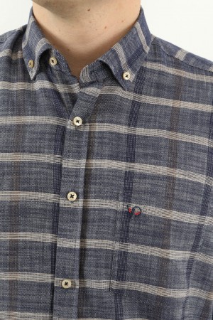 Önkal Gömlek Mavi Rengi Geniş Kesim Erkek Uzun Kollu %100 Pamuklu Gömlek  ONK039M