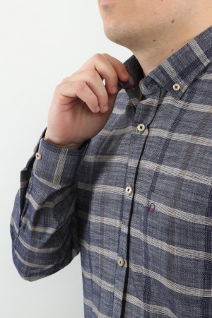 Önkal Gömlek Mavi Rengi Geniş Kesim Erkek Uzun Kollu %100 Pamuklu Gömlek  ONK039M