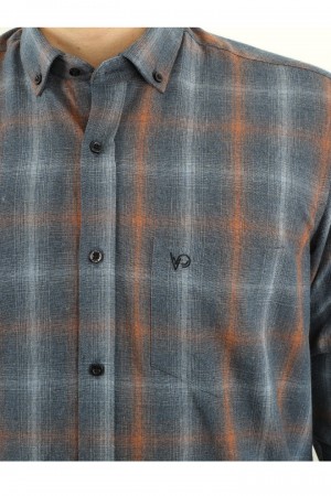 Önkal Gömlek Mavi Rengi Erkek Kışlık Pamuklu Uzun Kollu Geniş Kesim Gömlek ONK006M