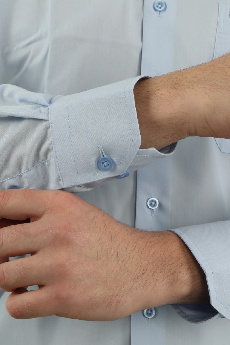 Önkal Gömlek Mavi Rengi Göktürkçe Türk Yazılı Amblemli Erkek Kolay Ütülenebilir Pamuklu Mevsimlik Uzun Kollu Klasik Geniş Kesim Gömlek ONK046