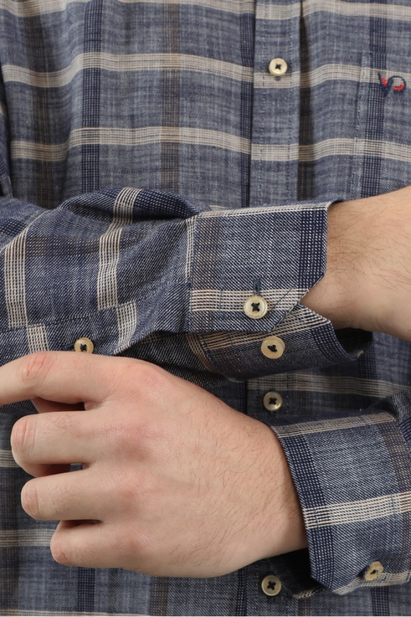 Önkal Gömlek Mavi Rengi Geniş Kesim Erkek Uzun Kollu %100 Pamuklu Gömlek  ONK039M