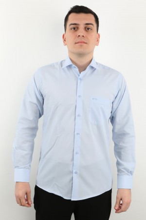 Önkal Gömlek Mavi Rengi Göktürkçe Türk Yazılı Amblemli Erkek Kolay Ütülenebilir Pamuklu Mevsimlik Uzun Kollu Klasik Geniş Kesim Gömlek ONK046