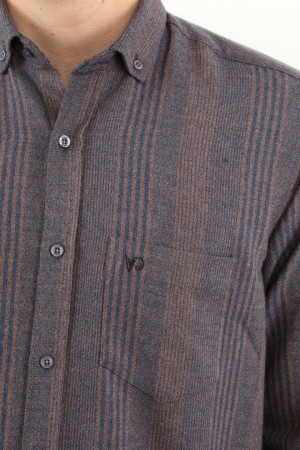 Önkal Gömlek Mor Rengi Erkek Kışlık Pamuklu Uzun Kollu Geniş Kesim Gömlek ONK003