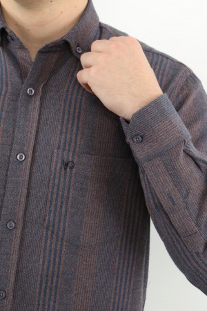 Önkal Gömlek Mor Rengi Erkek Kışlık Pamuklu Uzun Kollu Geniş Kesim Gömlek ONK003