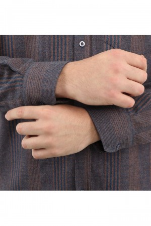 Önkal Gömlek Mor Rengi Erkek Kışlık Pamuklu Uzun Kollu Geniş Kesim Gömlek ONK003