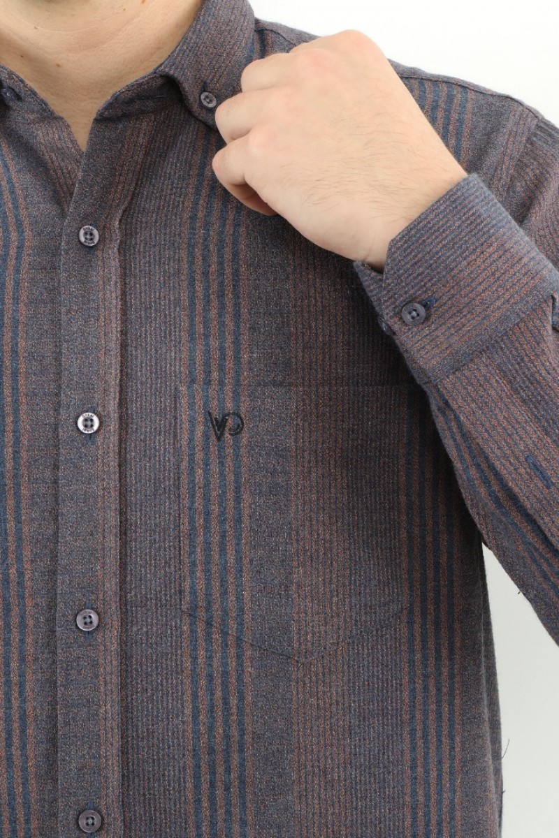 Önkal Gömlek Mor Rengi Erkek Kışlık Pamuklu Uzun Kollu Geniş Kesim Gömlek ONK003