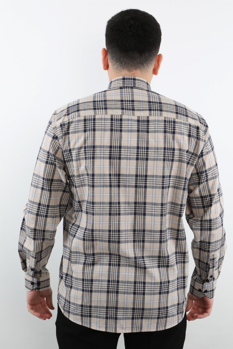 Önkal Gömlek Vizon Rengi Geniş Kesim Erkek Uzun Kollu %100 Pamuklu Gömlek  ONK040V