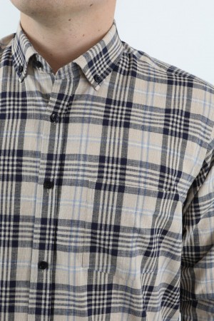 Önkal Gömlek Vizon Rengi Geniş Kesim Erkek Uzun Kollu %100 Pamuklu Gömlek  ONK040V