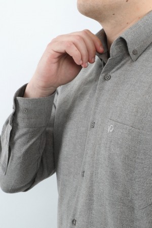 Önkal Gömlek Vizon Rengi Kışlık Uzun Kollu Klasik Geniş Kesim Gömlek ONK025