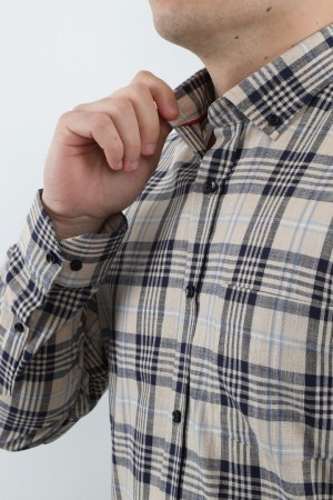 Önkal Gömlek Vizon Rengi Geniş Kesim Erkek Uzun Kollu %100 Pamuklu Gömlek  ONK040V