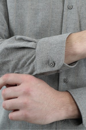 Önkal Gömlek Vizon Rengi Kışlık Uzun Kollu Klasik Geniş Kesim Gömlek ONK025