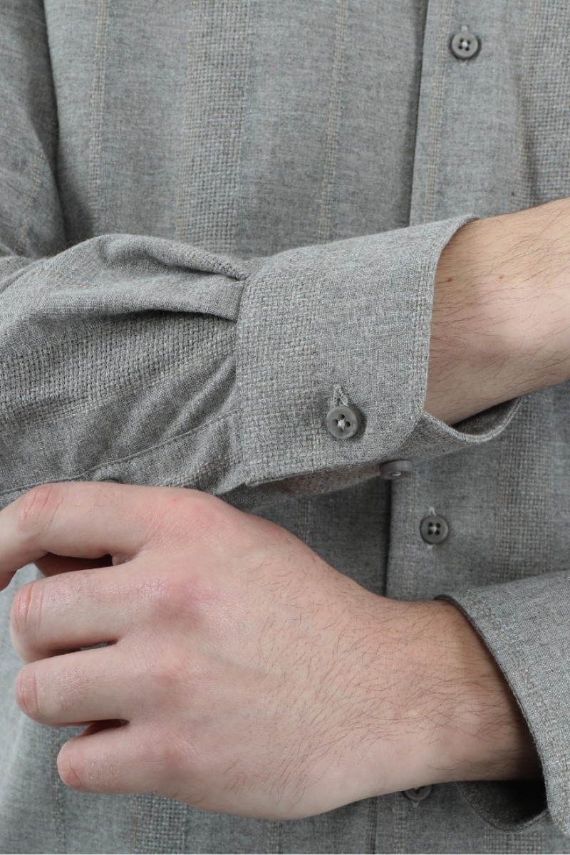 Önkal Gömlek Vizon Rengi Kışlık Uzun Kollu Klasik Geniş Kesim Gömlek ONK025