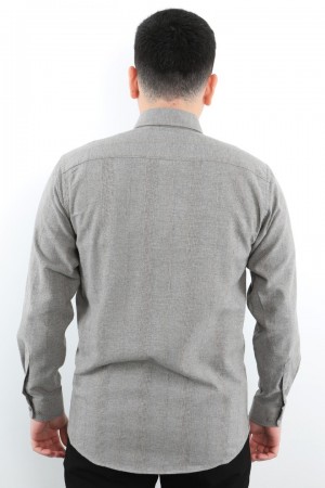 Önkal Gömlek Vizon Rengi Kışlık Uzun Kollu Klasik Geniş Kesim Gömlek ONK025