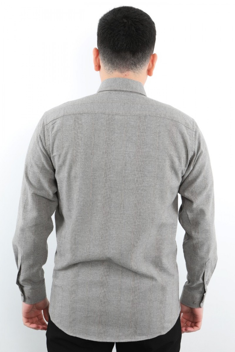 Önkal Gömlek Vizon Rengi Kışlık Uzun Kollu Klasik Geniş Kesim Gömlek ONK025