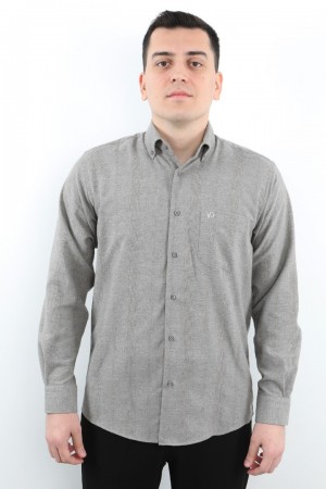 Önkal Gömlek Vizon Rengi Kışlık Uzun Kollu Klasik Geniş Kesim Gömlek ONK025