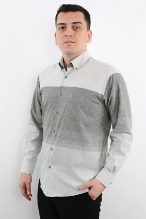 Önkal Gömlek Yeşil Rengi Pano Desenli Erkek Kışlık Uzun Kollu Klasik Geniş Kesim Gömlek ONK024