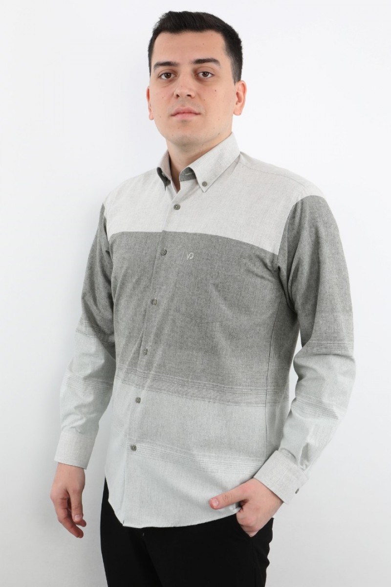 Önkal Gömlek Yeşil Rengi Pano Desenli Erkek Kışlık Uzun Kollu Klasik Geniş Kesim Gömlek ONK024