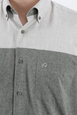 Önkal Gömlek Yeşil Rengi Pano Desenli Erkek Kışlık Uzun Kollu Klasik Geniş Kesim Gömlek ONK024