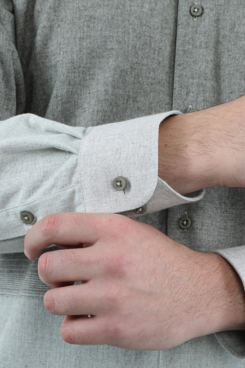 Önkal Gömlek Yeşil Rengi Pano Desenli Erkek Kışlık Uzun Kollu Klasik Geniş Kesim Gömlek ONK024