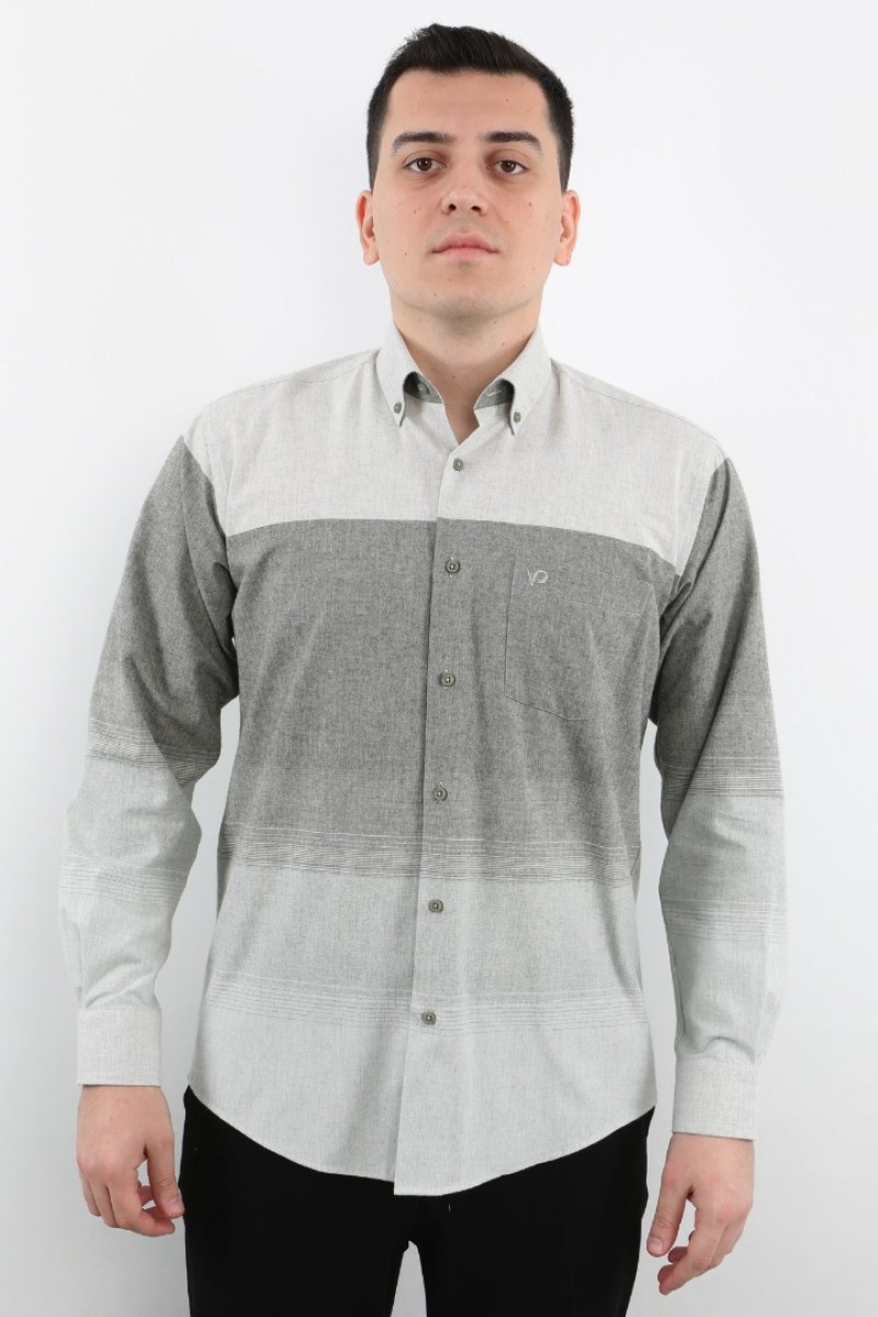 Önkal Gömlek Yeşil Rengi Pano Desenli Erkek Kışlık Uzun Kollu Klasik Geniş Kesim Gömlek ONK024