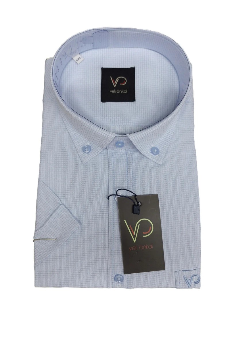 Önkal Gömlek Pötikareli Kendinden Nokta Desenli Mavi Kısa Kollu Yakası Düğmeli Klasik Kesim Yazlık Erkek Gömlek Önkal Gömlek Pötikareli Kendinden Nokta Desenli Mavi Kısa Kollu Yakası Düğmeli Klasik Kesim Yazlık Erkek Gömlek